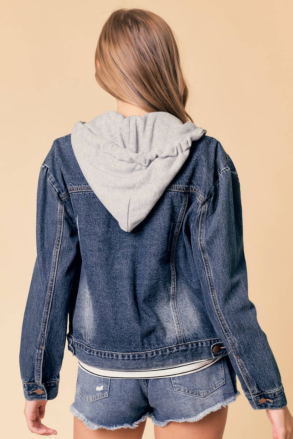 Washed Denim Jacket With Hoodie